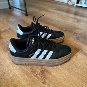 Adidas women's Black and White Sneakers with Gum Sole